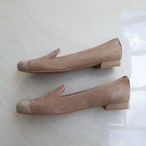 Suede Studded Round Toe Ballet Flats